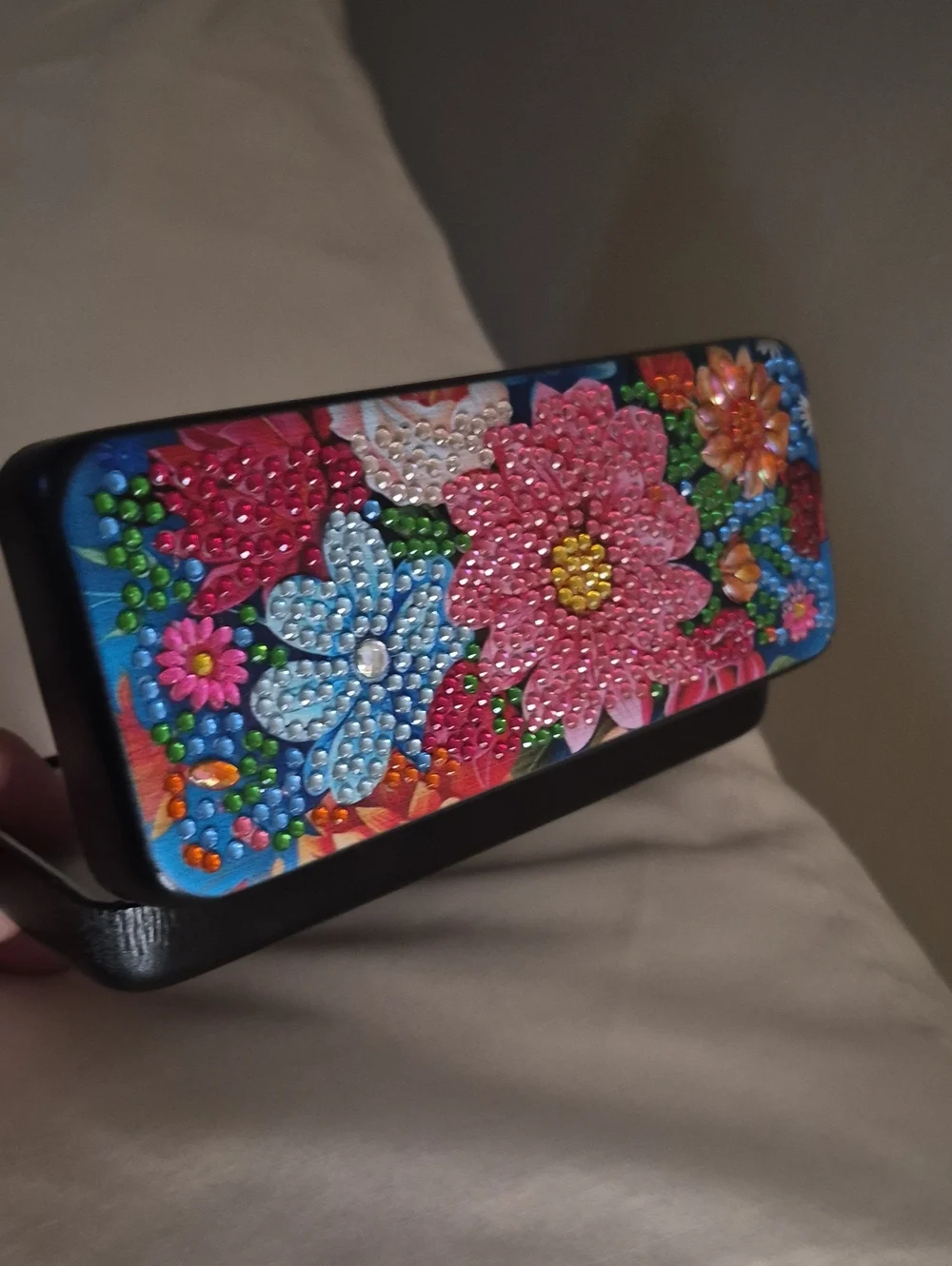 Floral Diamond Embellished Eyeglass Case - Pink & Multicolor